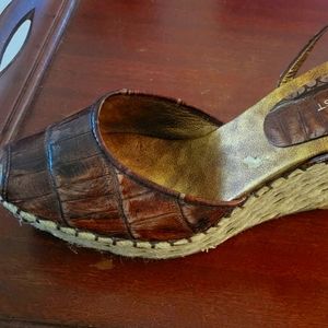 Nine West Espadrille Peep toe Ankle Strap Wedge